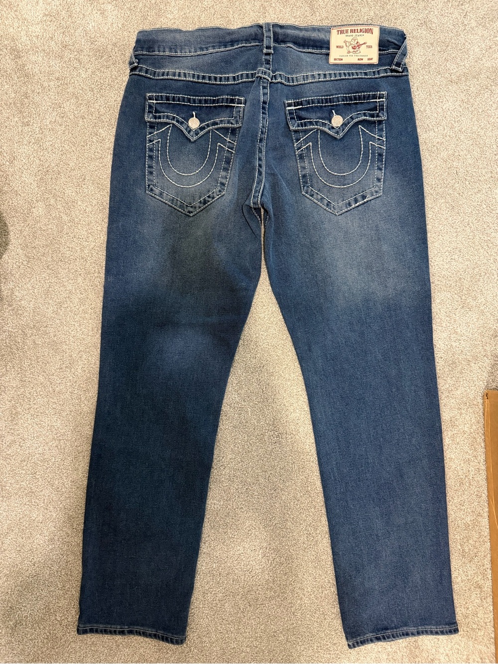 True Religion Geno Relaxed Slim Men's Jeans Size 36 Blue Flap Pocket